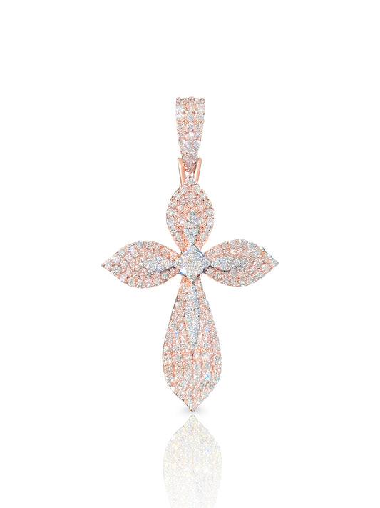 FLOWER SHAPE DIAMOND CROSS