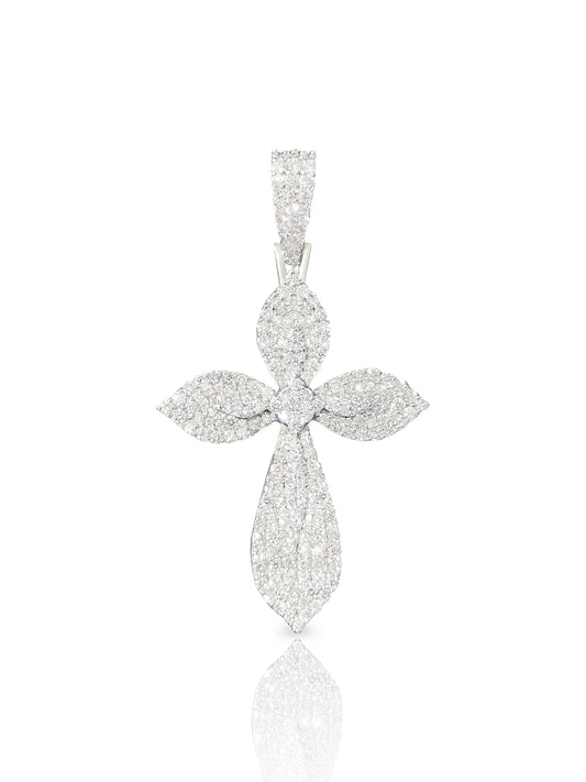FLOWER SHAPE DIAMOND CROSS