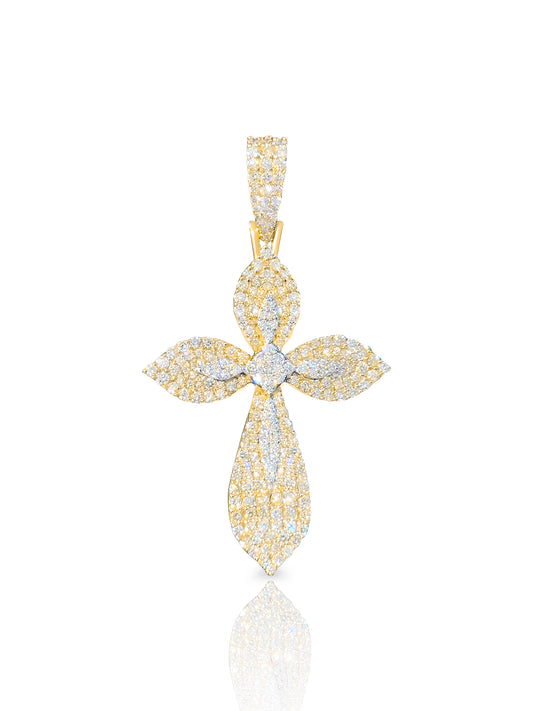 FLOWER SHAPE DIAMOND CROSS